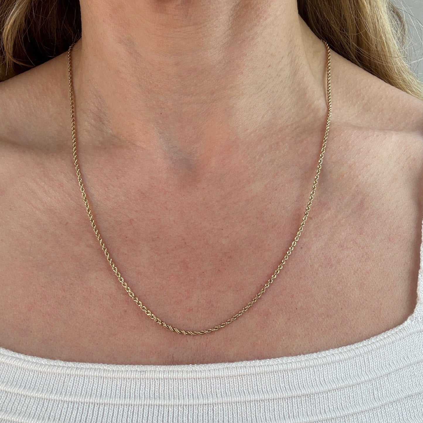 20.5" Solid 14K Yellow Gold Diamond-Cut Rope Chain, 4.37 g