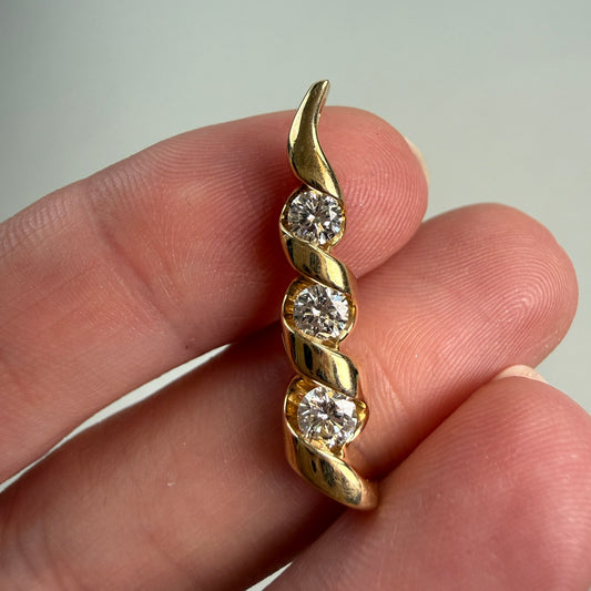 Estate Solid 14K Yellow Gold .50ct Diamond Sculptural Design Pendant, 3.27 g