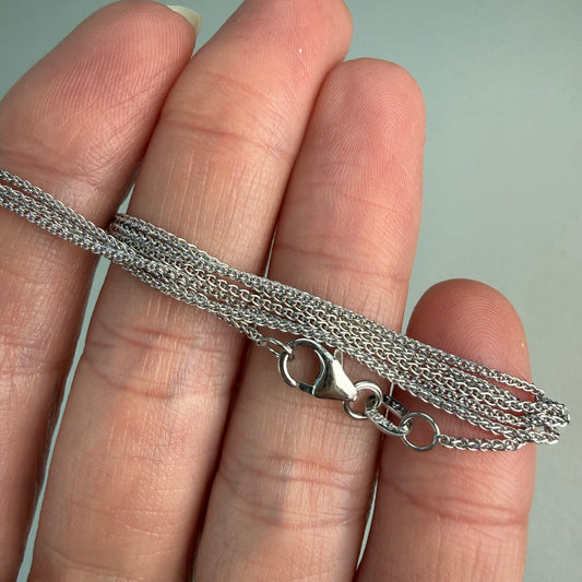 18" Solid 14K Italian White Gold Wheat Chain, 2.28 g