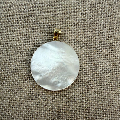 Solid 14K Yellow Gold and Mother of Pearl Peace Sign Pendant, 3.70 grams