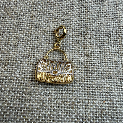 Solid 14K Two Tone Michael Anthony Handbag Pendant/Charm with Script "L", 1.53 grams