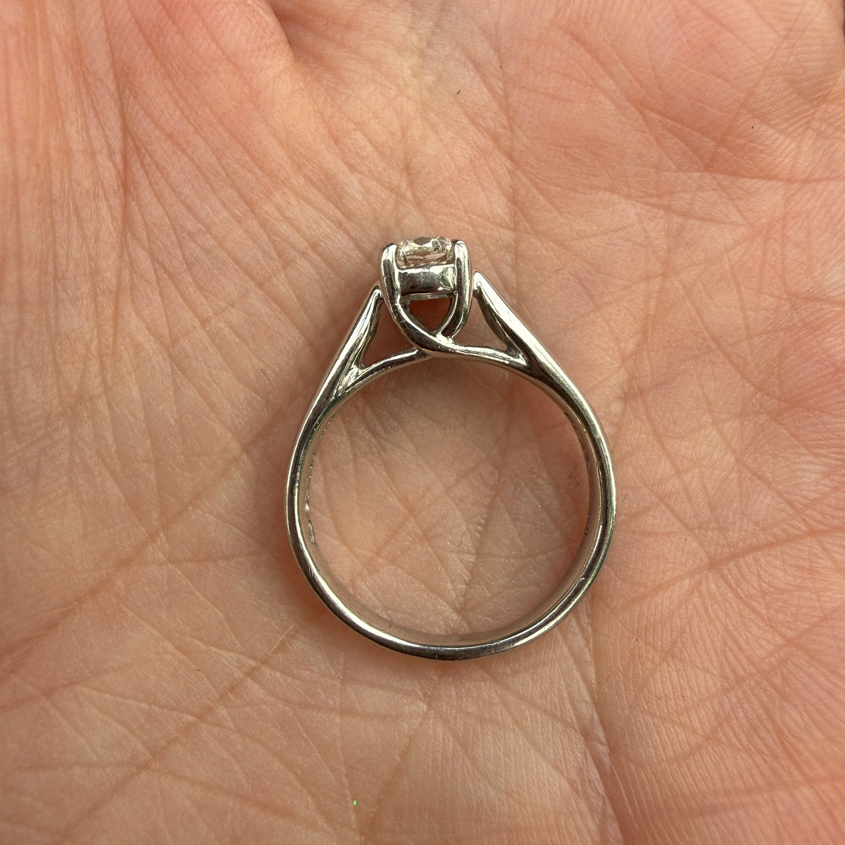 Solid Platinum .50 Carat Natural Octagon Cut Diamond Solitaire Ring, 4.81 grams