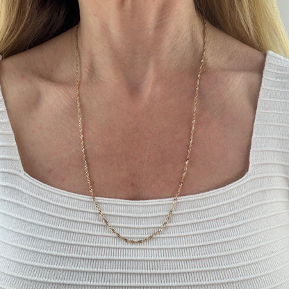 24" Italian Solid 14K Yellow Gold Twisted Link Chain, 3.54 g