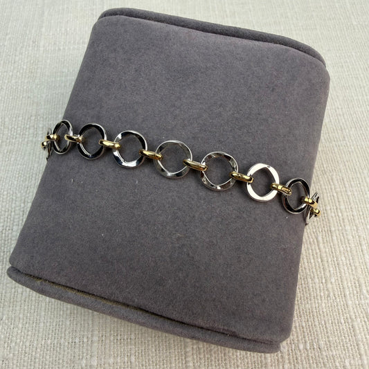 7.5" Solid 14K Two-tone Gold Open Link Bracelet - 2.52 g