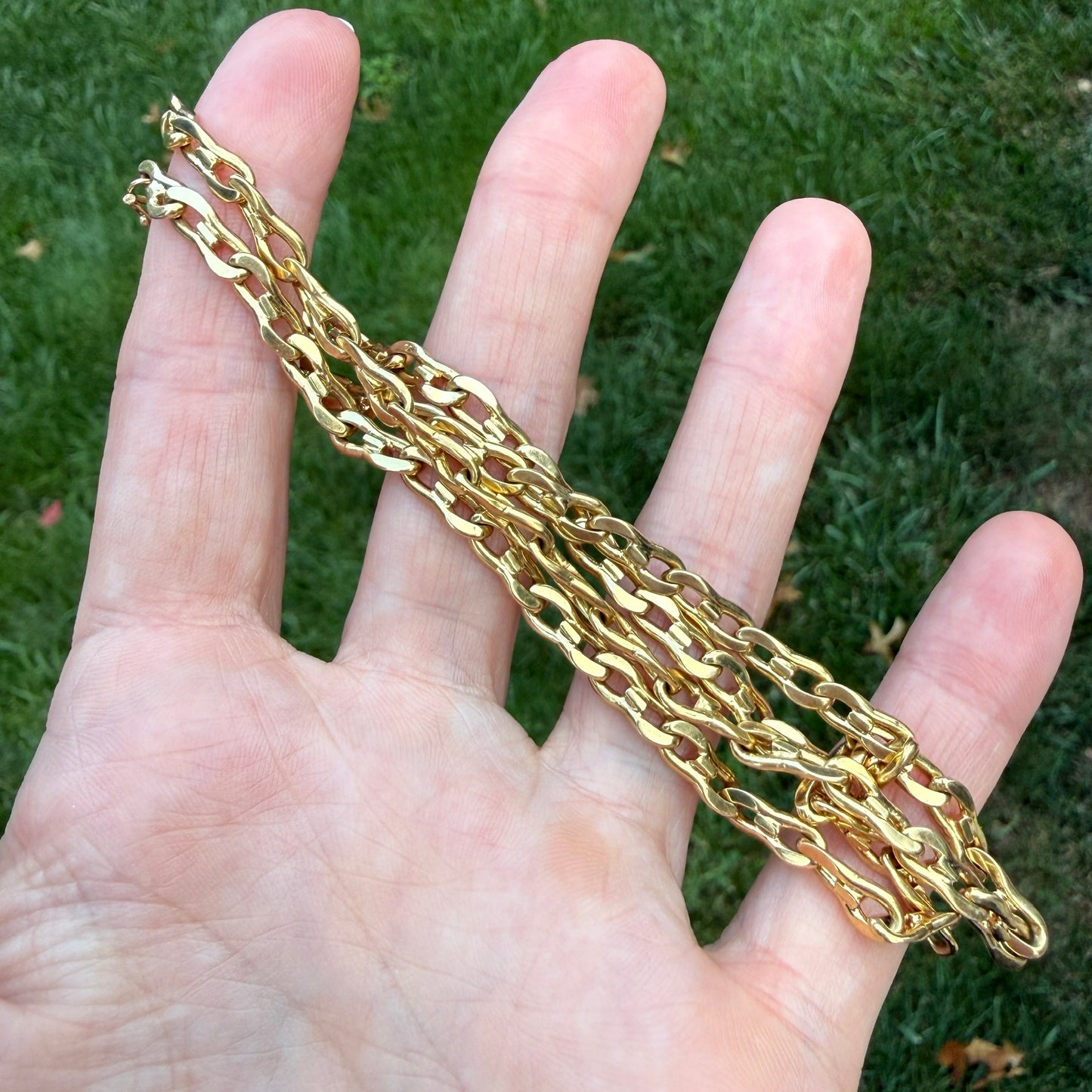 20.5" Solid 14K Yellow Gold Twisted Flat Mariner Chain 30.72 g