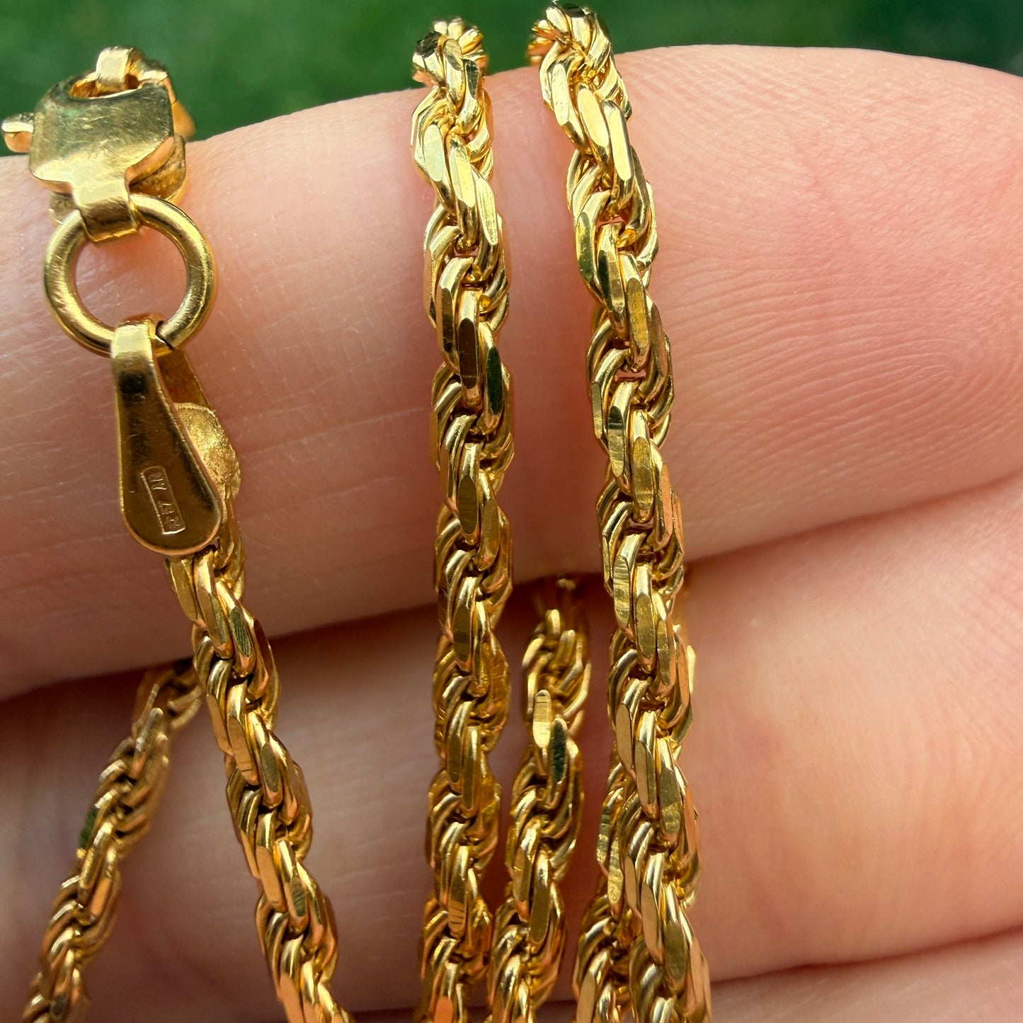 18" Italian Solid 14K Yellow Gold Faceted Rope Chain, 9.72 g