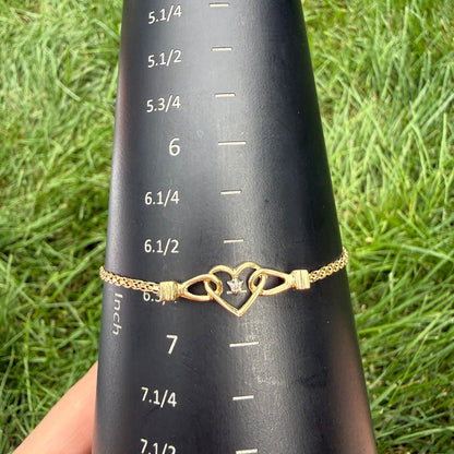 6.75" 14K Yellow Gold Openwork Heart with Diamond Accent Bracelet, 2.38 g