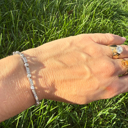6.75+" Solid 18K White Gold 2 CWT Diamond Tennis Bracelet, 9.53 grams
