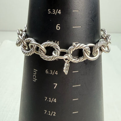 Estate David Yurman Solid Sterling Silver Classic Oval Link Bracelet – 6.25", 28.44 g