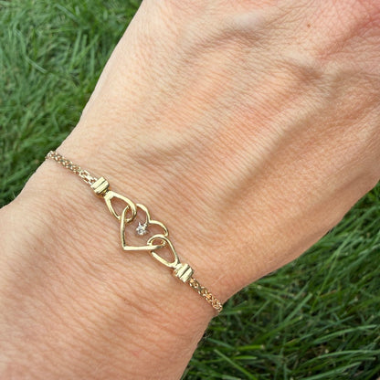 6.75" 14K Yellow Gold Openwork Heart with Diamond Accent Bracelet, 2.38 g