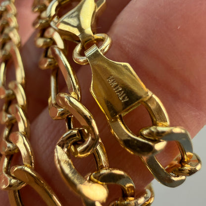 20" Italian Solid 14K Yellow Gold Classic Figaro Chain, 9.33 g