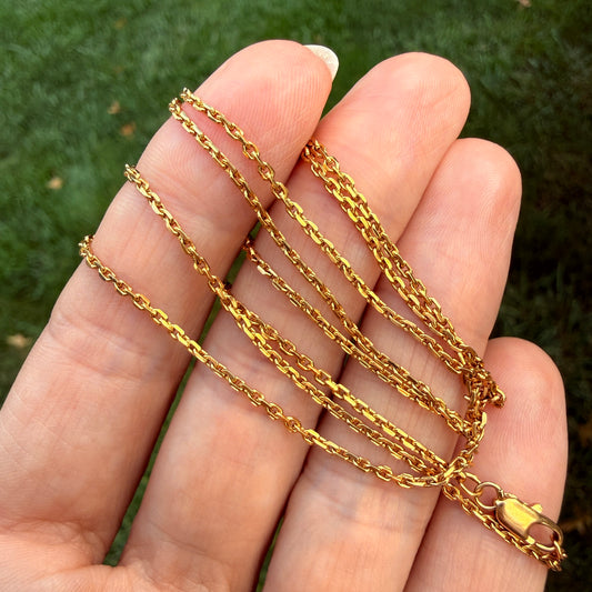 21" Solid 14K Yellow Gold Mini Biker Link Chain, 5.5 g