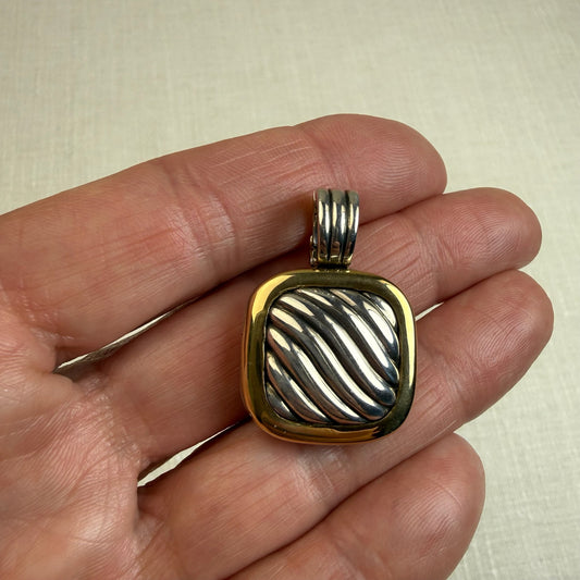 Estate Sterling Silver and 18K Yellow Gold David Yurman Iconic Locket Pendant, 16.52 grams