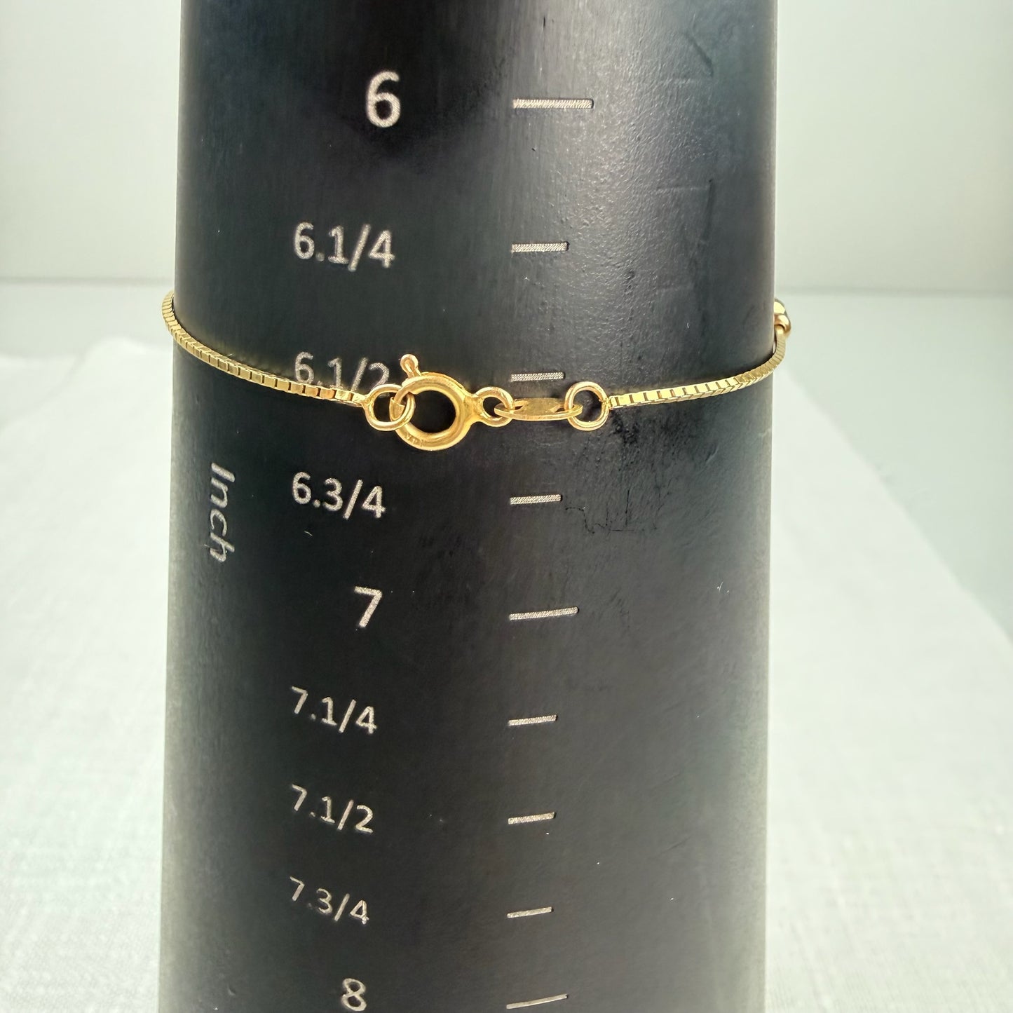 6.5" Solid 14K Yellow Gold Bead Station Bracelet, 2.5 g