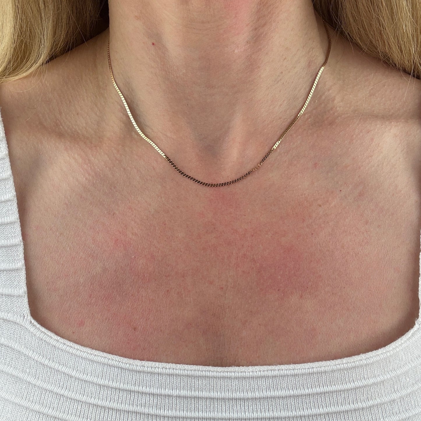 16" Solid 14K Italian Dainty Tight Curb Link Chain, 2.61 g