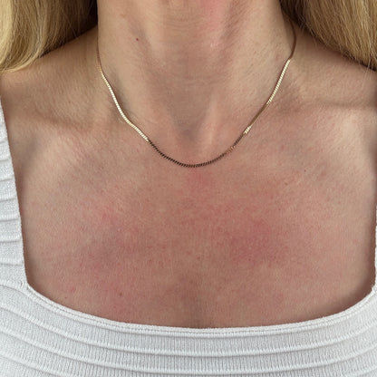 16" Solid 14K Italian Dainty Tight Curb Link Chain, 2.61 g