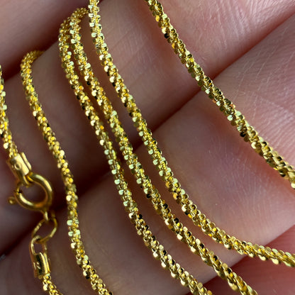 18" Solid 14K Yellow Gold Fine Textured Popcorn Link Chain, 1.80 g
