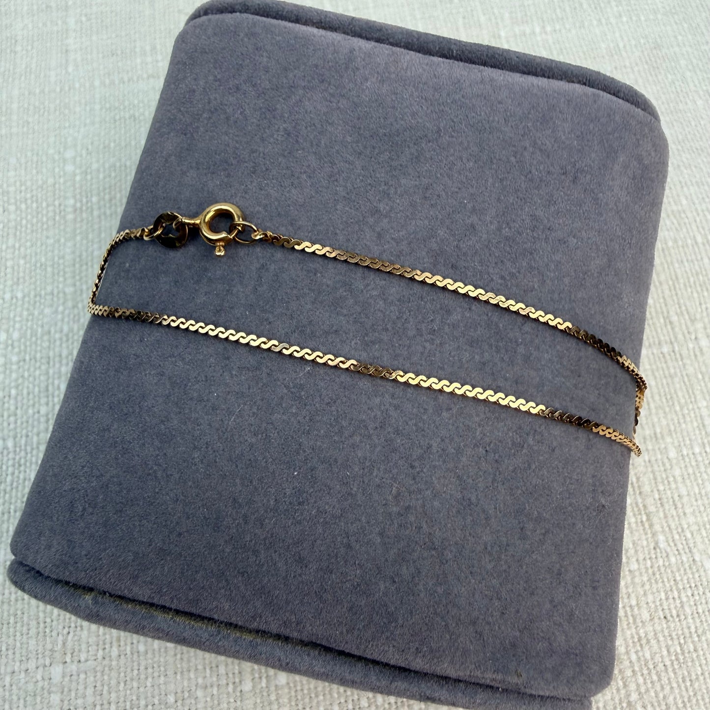 Italian Solid 14K Rosy Yellow Gold Delicate S-Link Bracelet, 6.75"