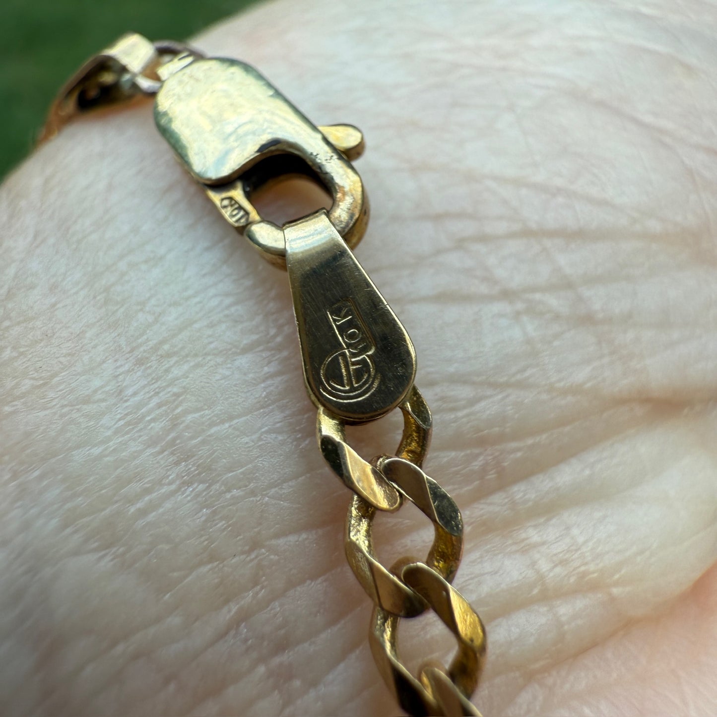9" Italian Solid 10K Yellow Gold Figaro Bracelet/Anklet, 3.19 g