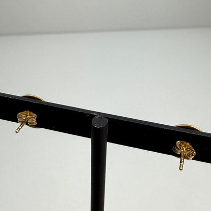 Estate 14k Solid Yellow Gold Small Engine-turned Stud Earrings, 1.6 g
