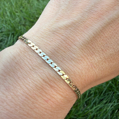 6.75" 14K Yellow Gold Solid Flat Curb Bracelet, 4 g