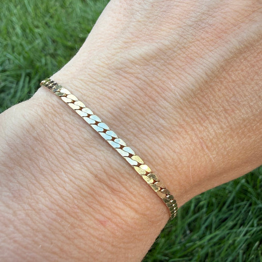 6.75" 14K Yellow Gold Solid Flat Curb Bracelet, 4 g