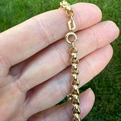 7.25" Solid 14K Yellow Gold Classic Rolo Link Bracelet, 9.44 g