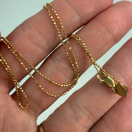 17" Italian Solid 14K Yellow Gold Faceted Ball Chain, 1.65 g