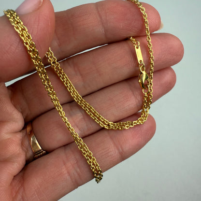 Solid 16.5" 18K Yellow Gold Classic Mini Biker Link Chain, 5.14 g