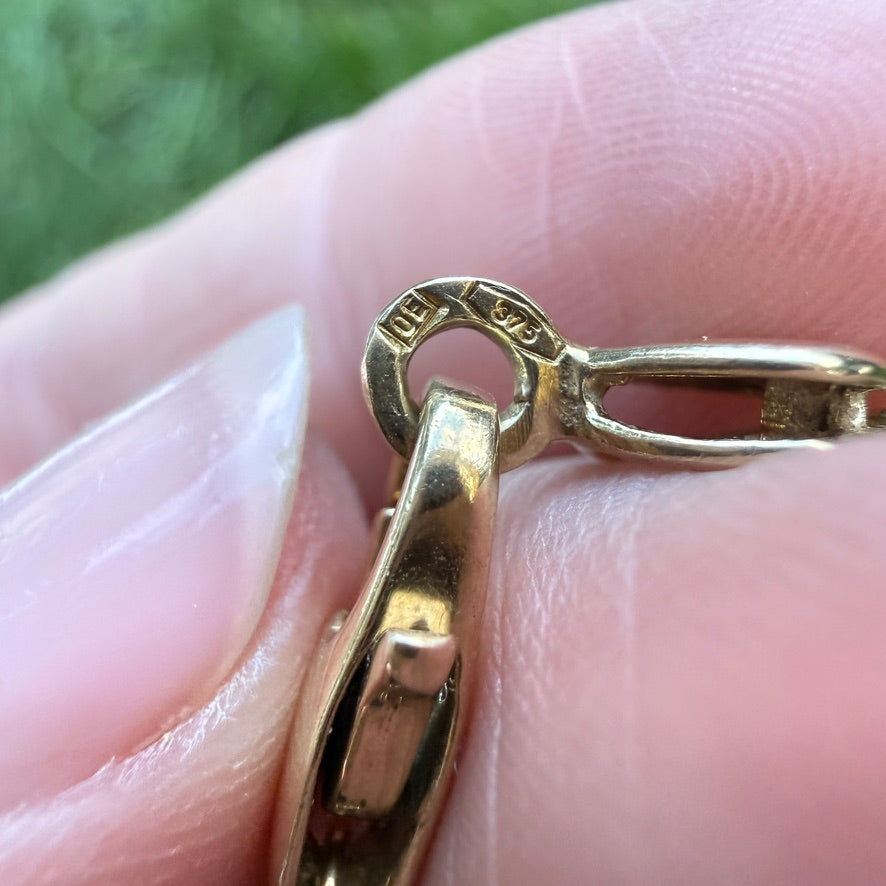 7.25" Italian Solid 9K Alternating Open and Closed Heart Bracelet, 8.23 g