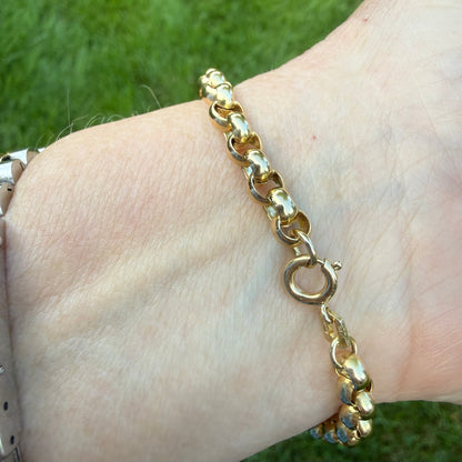 7.25" Solid 14K Yellow Gold Classic Rolo Link Bracelet, 9.44 g