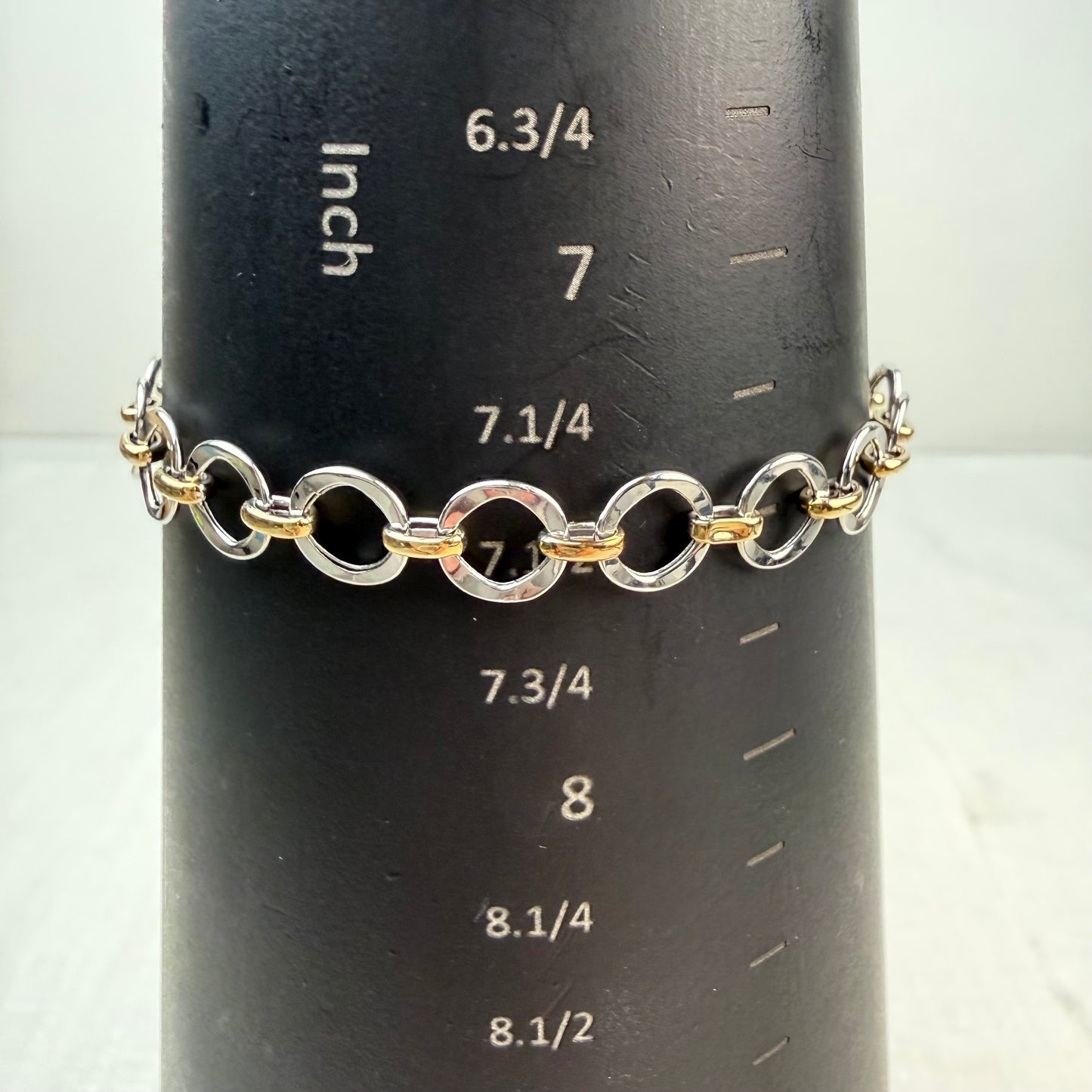7.5" Solid 14K Two-tone Gold Open Link Bracelet - 2.52 g