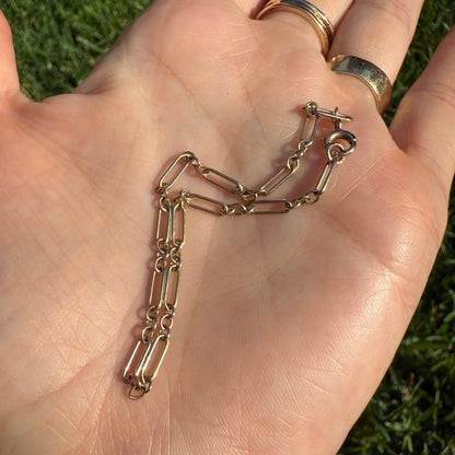 6.75" Solid 10K Yellow Gold Elongated Link Bracelet, 1.72 g