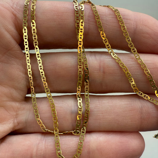 18" Italian Solid 10K Yellow Gold Flat Mariner Chain 1.68 g