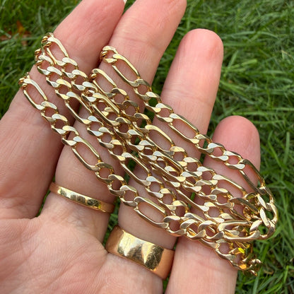 22.25" Italian Solid 14K Yellow Gold Classic Figaro Chain, 16.36 g