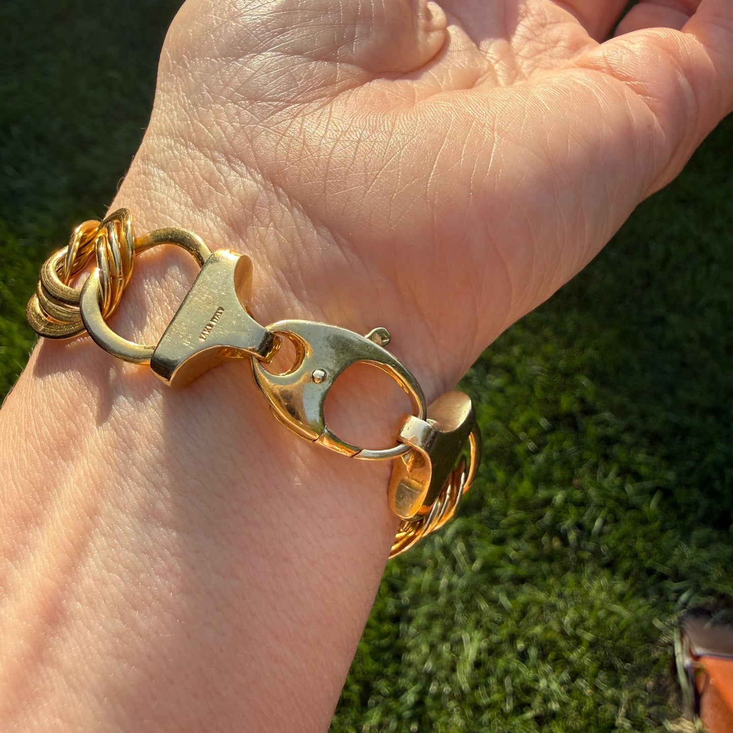 6.5" Italian Solid 14K Yellow Gold Bold Fancy Link Bracelet, 18.75 g