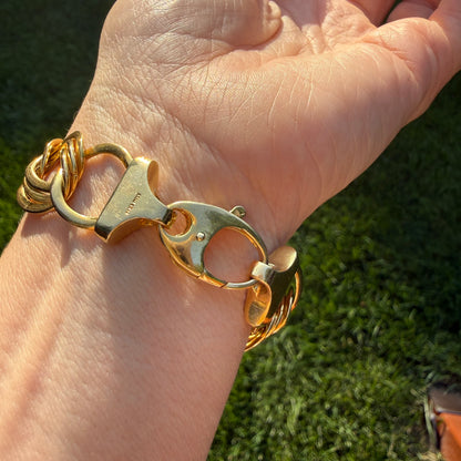 6.5" Italian Solid 14K Yellow Gold Bold Fancy Link Bracelet, 18.75 g