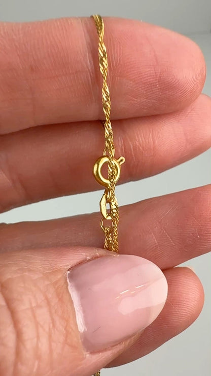 Solid 20.5" 18K Yellow Gold Fine Singapore Link Chain, 1.68 g