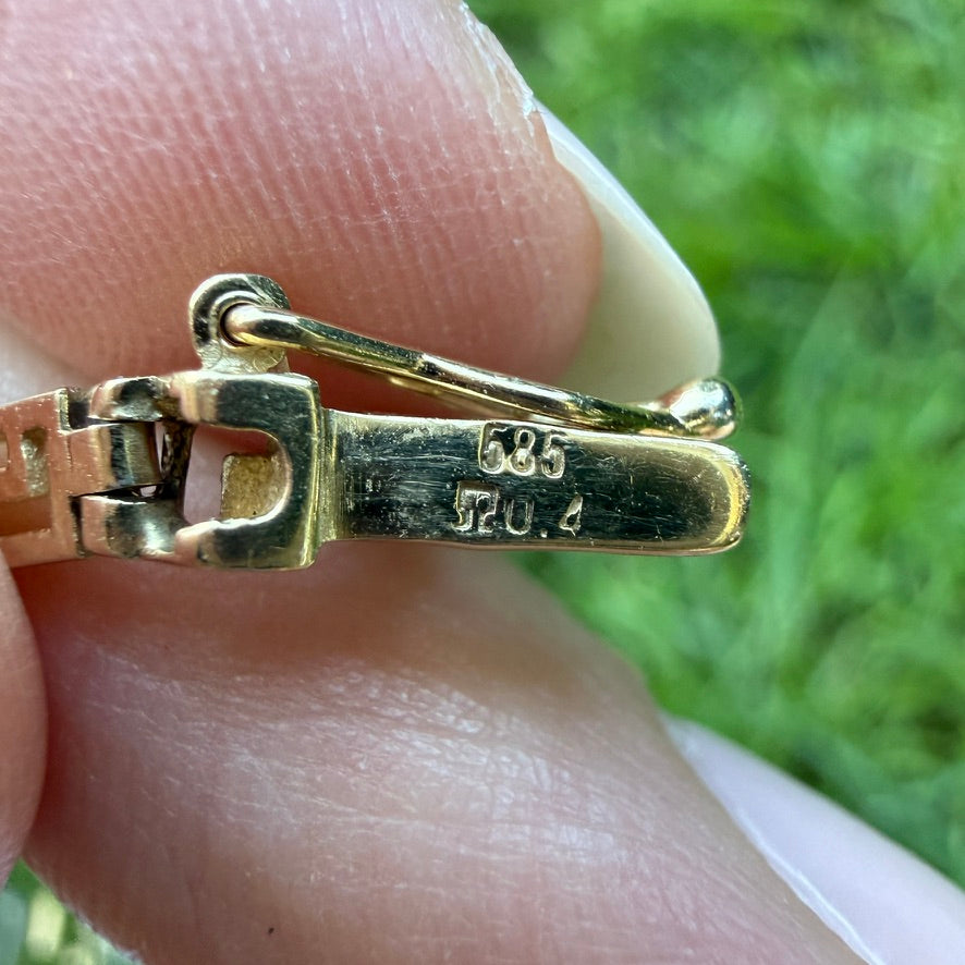 7" Solid 14K Two-Tone Gold Greek Key Graduated Bracelet, 10.88 g