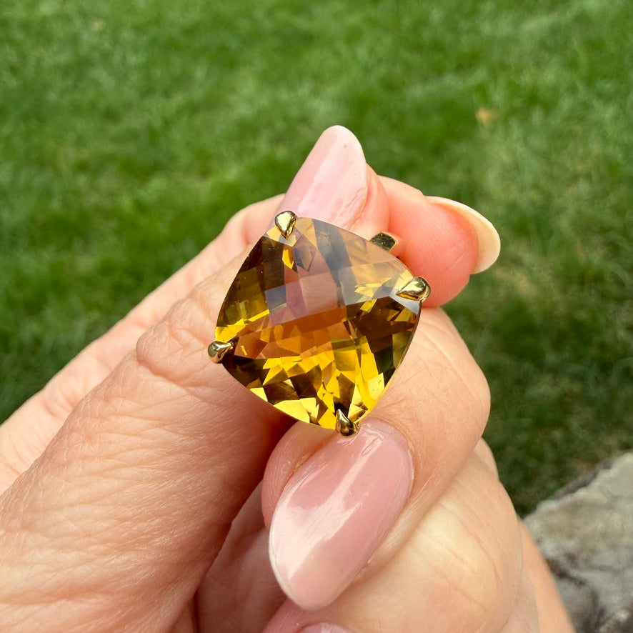 Tiffany and Co. 18K Yellow Gold 13mm Citrine Sparklers Ring, Size 6