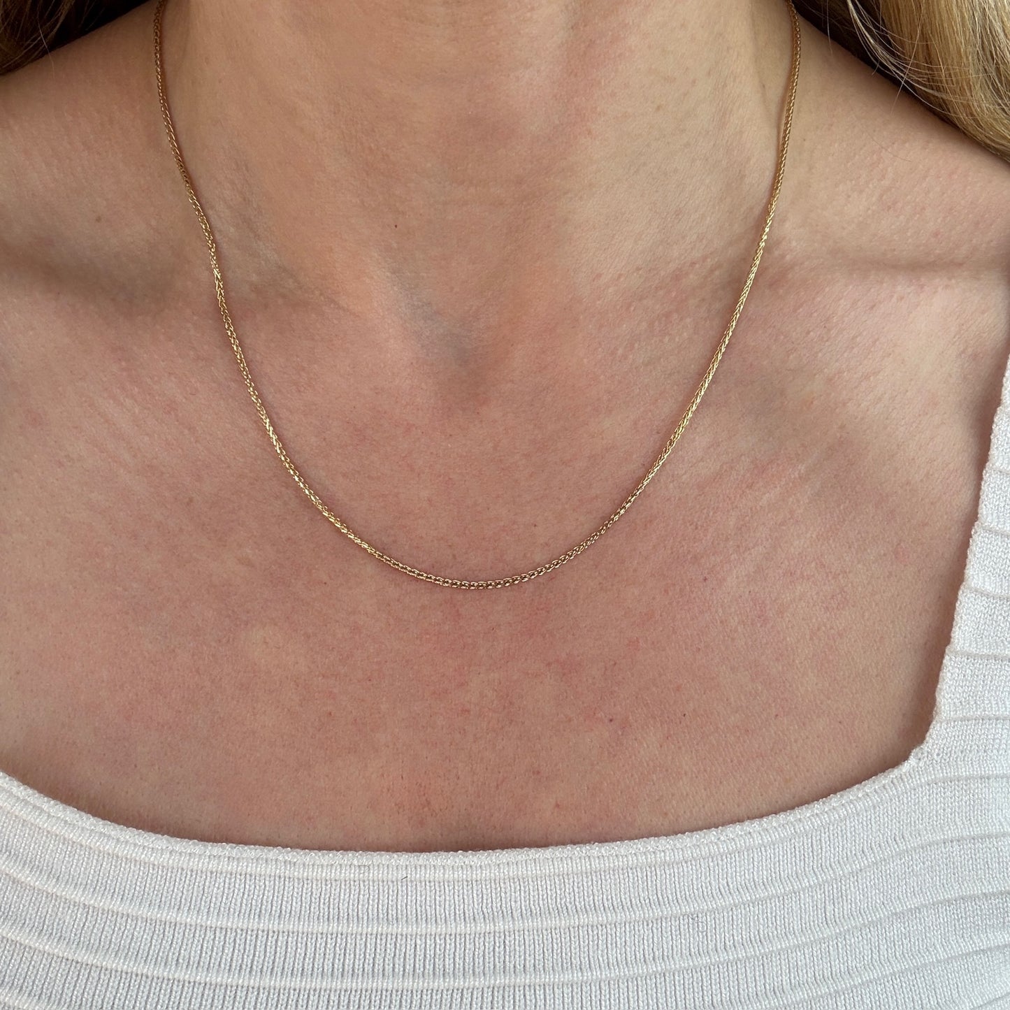 18" Solid 14K Yellow Gold Wheat Chain, 3.69 g