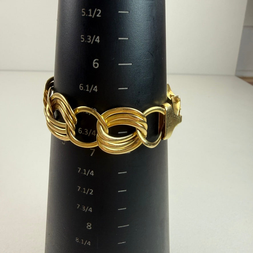 6.5" Italian Solid 14K Yellow Gold Bold Fancy Link Bracelet, 18.75 g