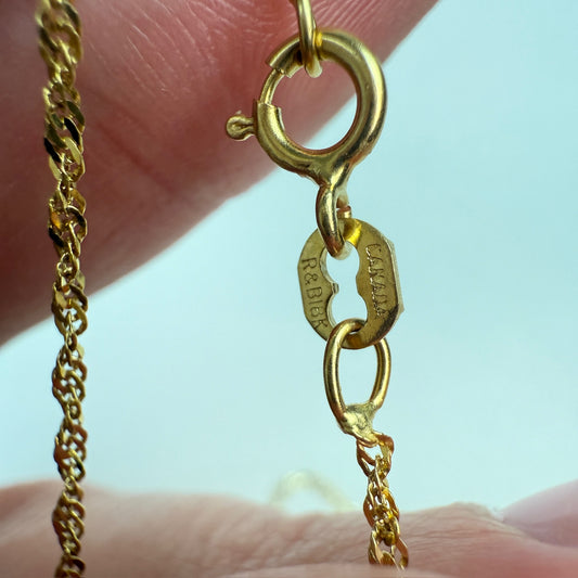 Solid 17.5" 18K Yellow Gold Classic Singapore Link Chain, 1.78 g