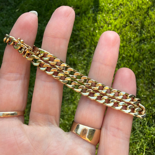 7.75" Italian UnoAErre Solid 14K Yellow Gold Curb Link Bracelet, 7.46 g