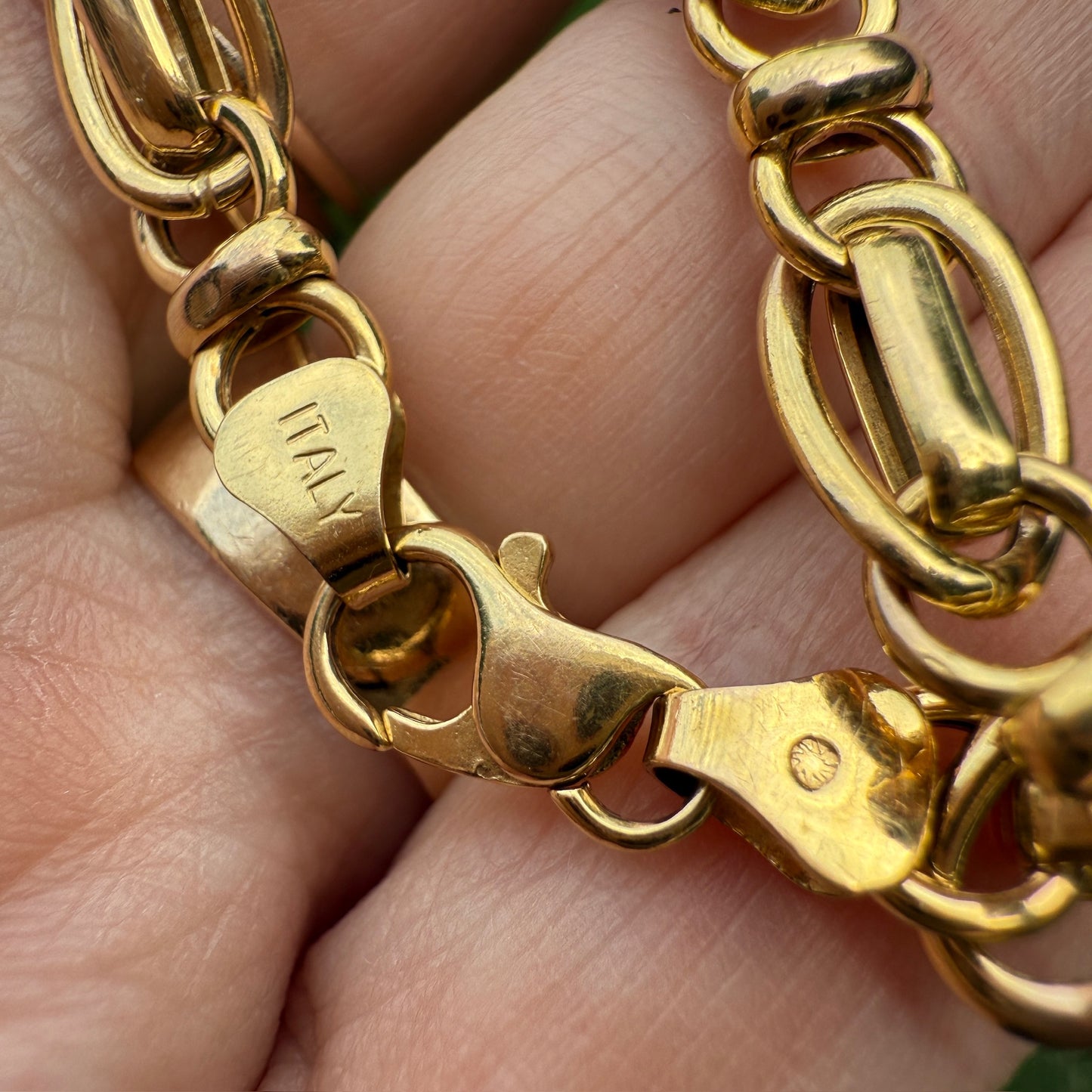 7.5" Italian Solid 14K Yellow Gold Fancy Link Bracelet, 5.75 g