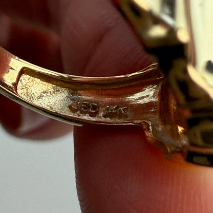 14K Solid Yellow Gold Wide Ridge, Sculptural Ring – Size 7
