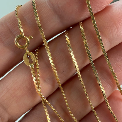 18" Solid 14K Yellow Gold Italian Arezzo Serpentine Chain, 2.77 g