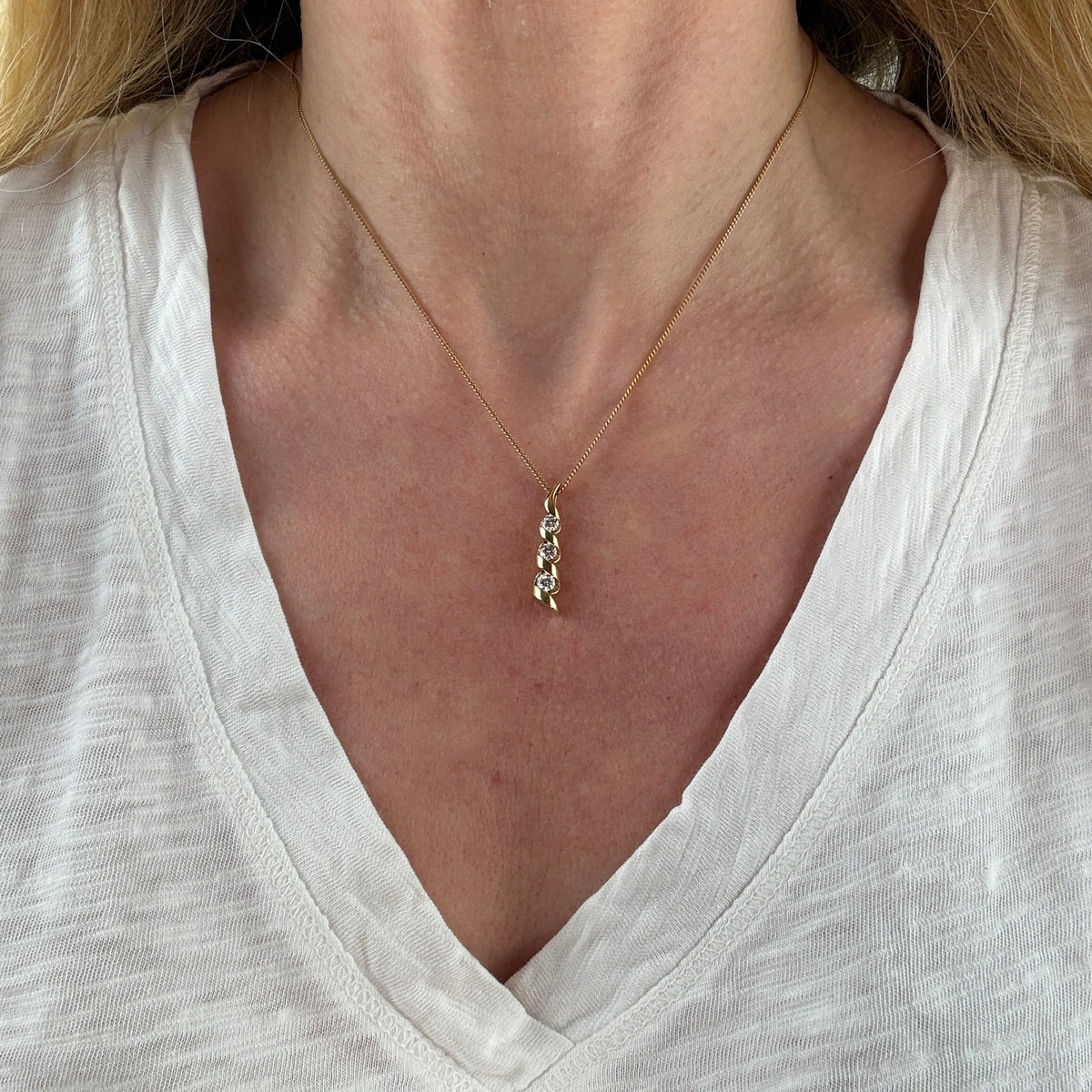 Estate Solid 14K Yellow Gold .50ct Diamond Sculptural Design Pendant, 3.27 g