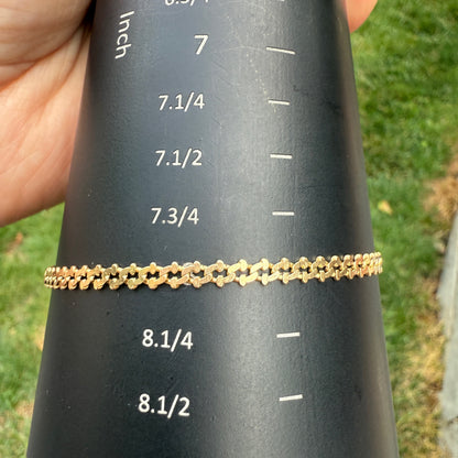 8" Italian Solid 14K Yellow Gold Fluid Fancy Link Bracelet, 4.76 g