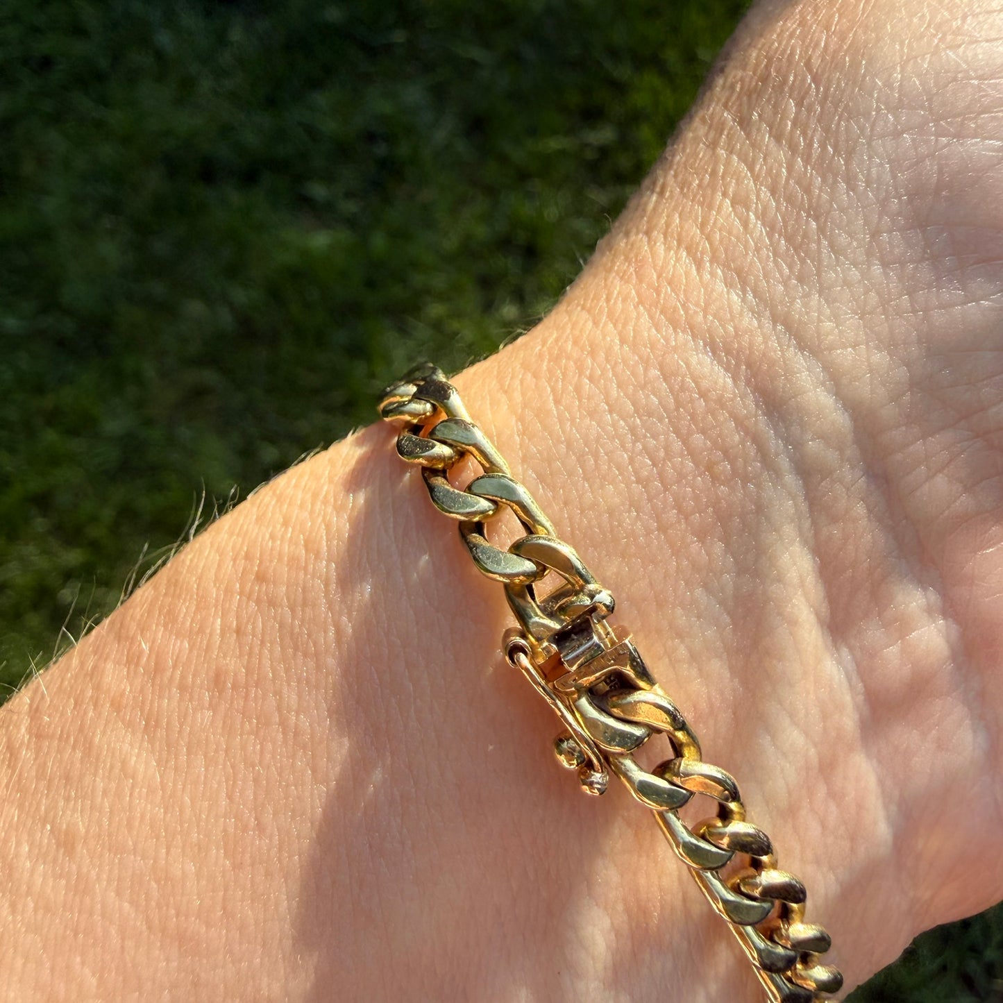7.75" Italian UnoAErre Solid 14K Yellow Gold Curb Link Bracelet, 7.46 g